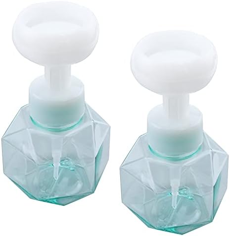 Woogim 2 парчиња диспензери за сапун од сапун, 10oz / 300ml пластични шишиња во форма на цвет, полнење со шишиња, одделно флаширање,