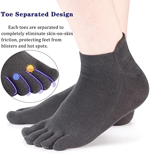 Чорапи на пети од меагуо нема шоу што трчаат пет чорапи со прсти за мажи жени 4 пара
