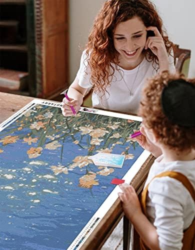 Интар 5Д DIY Дијамантски комплети за сликање за возрасни за возрасни со голема големина море и цвеќиња мозаик везови wallидни слики 35.4x23,6 инчи