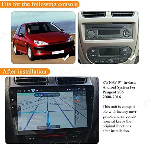 ЗВНАВ Еден Дин Андроид 10.0 Автомобил Стерео За Peugeot 206 2000-, Автомобил GPS Навигација Главата Единица, HDMI Излез, Поддршка Carplay,