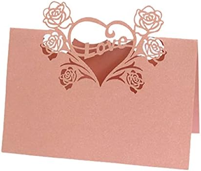 Пакет благодарам картички за украсување картички за декорација на картички ласерско исечено срце розово розово цветно име место место картички