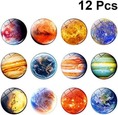 12 парчиња домашни планетарни стакло магнети забава модни таблички планети налепници апстракрандми за декоративни за фото случаен образец Фрижидер