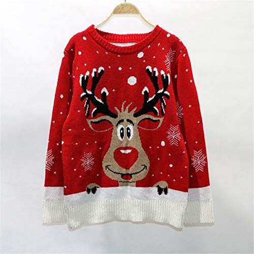 Angенски плетени пуловер за мажи Ангонџивел, Fawn jacquard Божиќен џемпер со долг ракав Божиќна маичка
