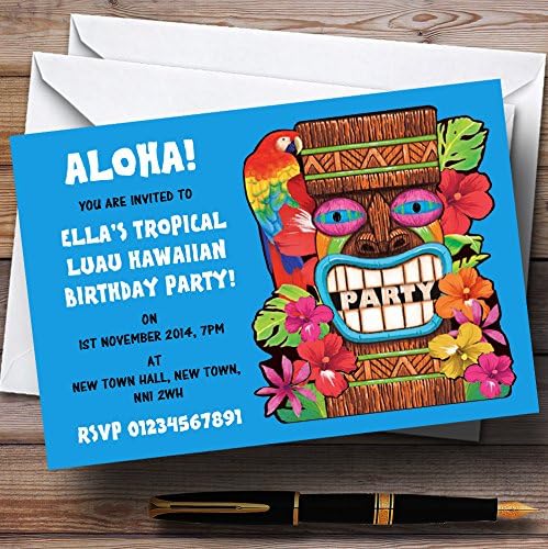 Синиот Тропски Луау Хавајски Персонализирани Партиски Покани