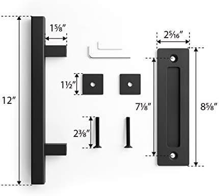SmartStandard Black Heavy Duty 12 Повлечете ја и цртаната врата на вратата на вратата, голем рустикален двострана дизајн, квадрат, 2 пакувања