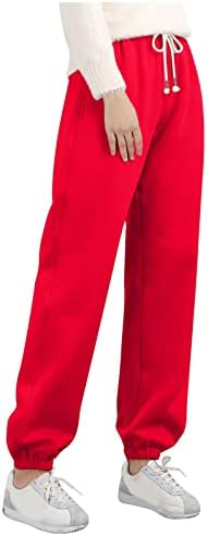 FQZWONG Fleece ги постави џемперите жени топла зимска еластична половината харем панталони лабави тренингот обичен џогерс дневна панталона