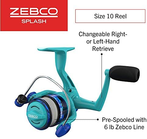 Zebco Splash Junior Spinning Reel и Robary Rod Combo, 4-метарски 2-парчен риболов пол, големина 10 ролна, променлива десна или лева