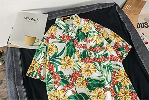 2023 година Нови машки хавајски цветни кошули памук копче надолу тропски кошули за одмор на плажа со џебни мажи суво вклопување