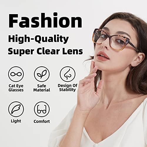 Autojouls 3 Пакет Очила За Читање За Жени,Опра Стил Рамка Пролет Шарка Јасна Леќа Читателите Очила