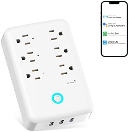 Extender Ohmax Smart Plug Extender, WiFi Surge Protector со 3 USB порти, паметни приклучоци работат со Alexa Google Home, Распоред/тајмер,