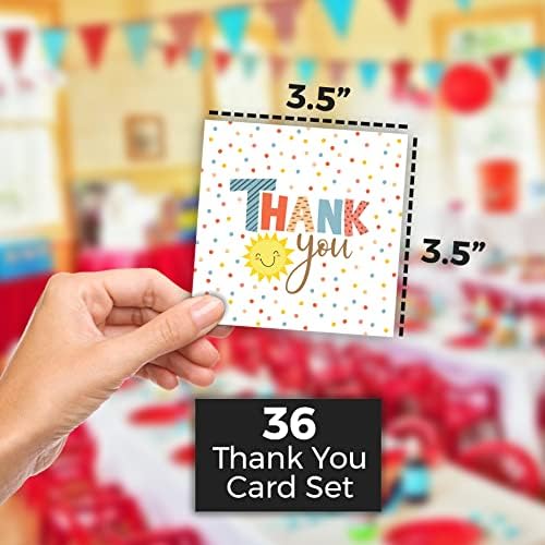 Лил Реј од Сонце Ви благодариме картички - Пакет од 36 картички со коверти за појавување - мали картички за благодарност со големина 3,5 x