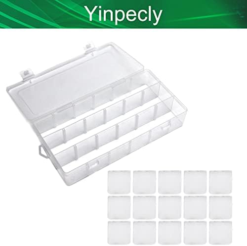 Yinpecly 18 решетки чисти бела PP компонента за складирање на кутија со отстранливи делители Електронски компоненти контејнери со алатки
