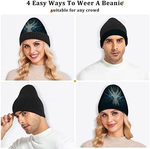 Алаза змеј пука аниме beanie за жени мажи зимски капа реверзибилен череп плетен капа мулти