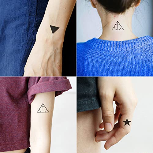 Отати 2 Листови Мали Симпатични Привремени Налепници За Тетоважа Триаголник Ѕвезда Геометрија