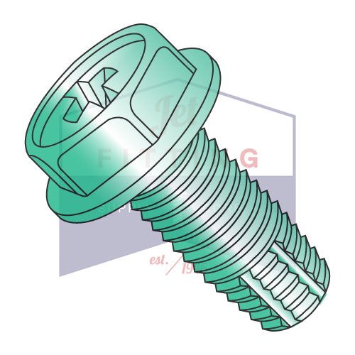 8-32x1/2 Тип f завртки за сечење на конец за заземјување | Филипс | Глава за хексадецимални мијалници | Челик | Цинк зелена