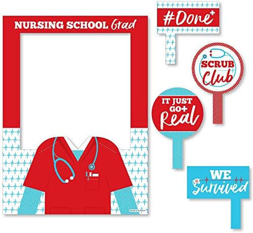 Голема точка на среќа матура на медицинска сестра - Медицинска медицинска сестра за дипломирање селфи фото штанд Рамка и реквизити - печатено