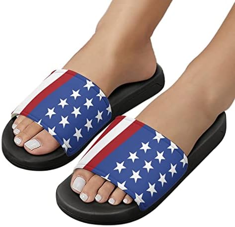 Американски американски знамиња Сандали кои не се лизгаат отворени папучи за пети за бања за туширање за масажа
