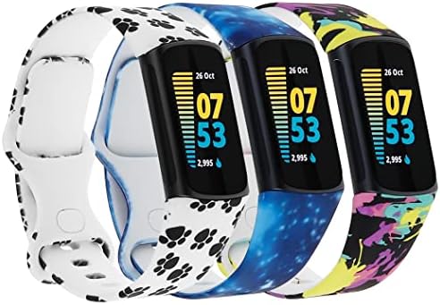 Ybludiy [3 пакет] опсези компатибилни со Fitbit Charge 5 бендови жени мажи меки силиконски спортови за замена на рачни додатоци за Fitbit