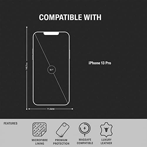 Торо Кожа Браник Случај Компатибилен со iPhone 13 Pro-MagSafe Компатибилен Со Монтажни Фолио Гледање Штанд