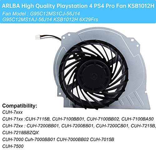 ARLBA PS4 CPU Cooling Fan Replacement for Sony Playstation 4 Pro Ps4 Pro Fan CUH-7000 CUH-7XXX Cuh-7000Bb01 CUH-7215B 7000-7500