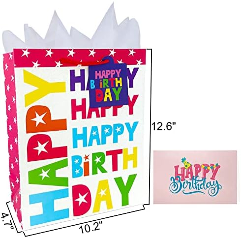 ТОРБА За Подароци QZMCEAGS За Роденденска Забава-Голема Торба За Подароци Со Честитка, Ознака, Хартија За Ткиво-Дизајн На Сјај