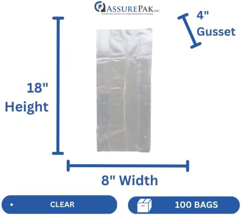 Пластична Кеса За Производство-Јасни Неотпечатени Вреќи За Производство 8 х4 х18 - 100 кеси/футрола