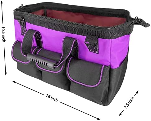Осени 16-инчи за жени Виолетова алатка торба не лизгачки нозе прилагодливи ленти за рамо 14 Функционални џебови за вметнување, голем