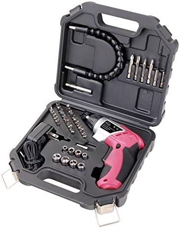 Сет на лесни шрафцигер за безжични алатки Аполо вклучува надополнување со 3,6 волти за шрафцигер и 45 парчиња додатоци поставени во црно