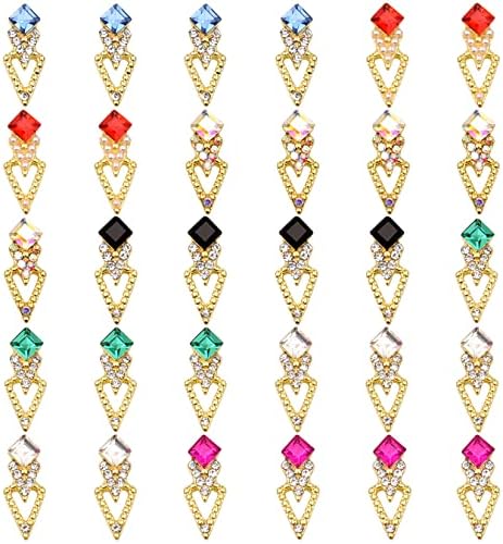 Teekme 30 парчиња 7 бои мешаат луксузен дизајн злато 3Д метални нокти уметнички накит квадратни камени скапоцени камења сјај за нокти шарм за свадбени занаетчиски зана?