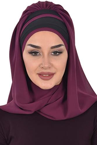 Дизајн на Аиша, марами за хиџаб за жени муслимани, шифон шал турбан глава обвивка 2-боја