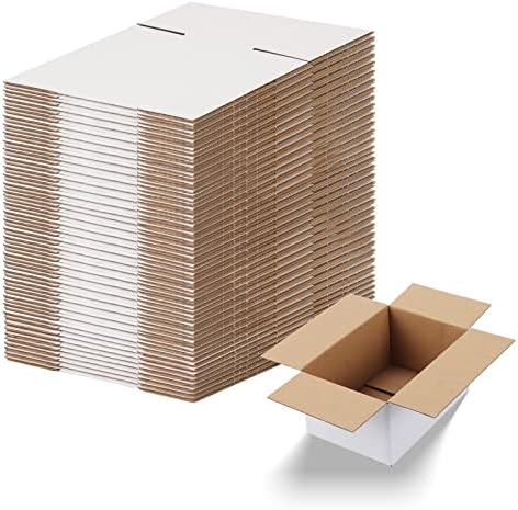 Калензана 6x4x3 кутии за испорака сет од 40, бела брановидна картонска кутија за испраќање подароци за пакување мал бизнис