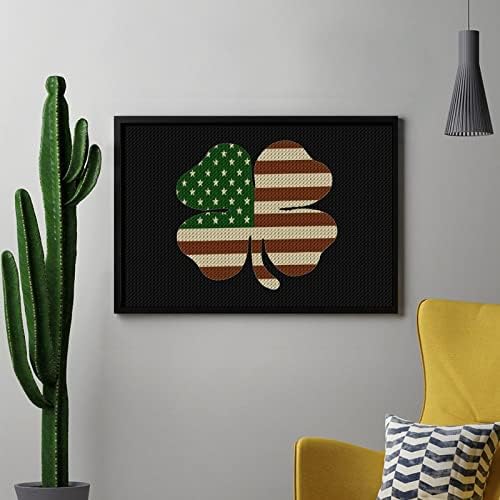 Гроздобер Детелина Детелина ирско американско знаме Дијамантски комплети за сликање 5Д DIY целосна вежба Rhinestone Arts Wallид декор за возрасни 8 x12