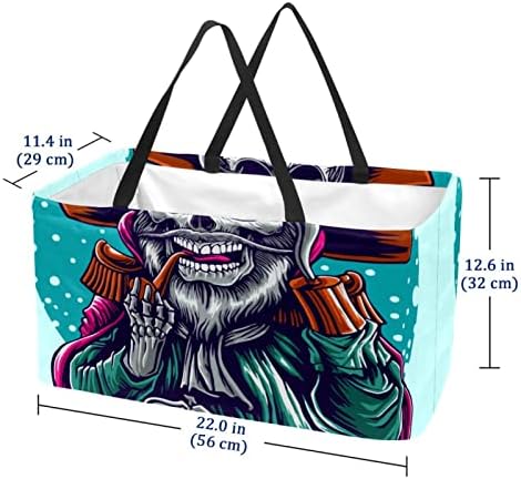 Кошар за еднократно шопинг црвен пиратски череп преносен преклопен пикник намирници кеси за перење алишта за торба за торба за купување