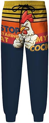 Qtocio Pajama Pants Машка мода мисирки пилешко печатено дневно панталони, смешни, хумористични еластични панталони за домашни