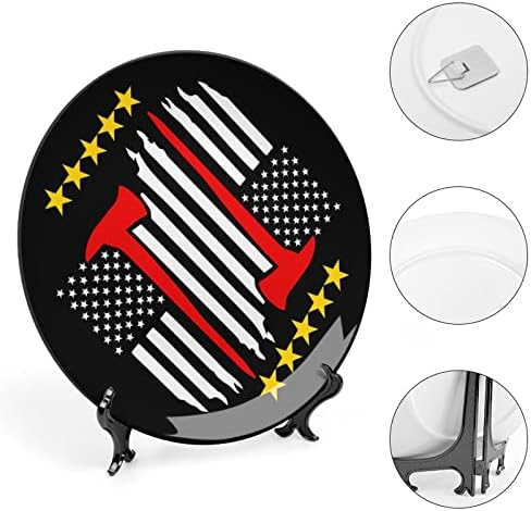Американско знаме starвезда коска Кина Декоративна чинија тркалезни керамички плочи занает со приказ за домашна канцеларија wallидна