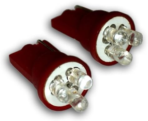 Tuningpros LEDFS-T10-R3 ПРЕДНИОТ СИГНАЛ LED Светилки T10 Клин, 3 LED Црвена 2-Компјутер Во Собата