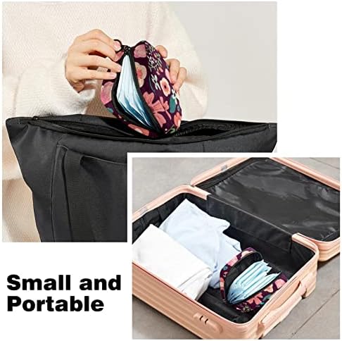 Санитарна торба за складирање на салфетки, торба за период, торба за тампон, торба за шминка, лесна розова цветна листова лисја