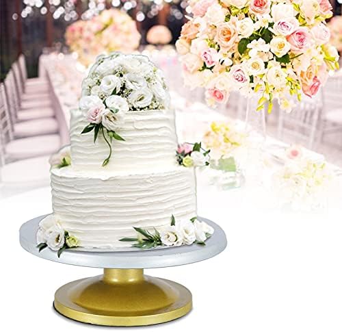 12-Инчен Свадбена Торта Стојат Задебелени Пластични Челик Торта Грамофон 360° Ротирачки Торта Украсување Штанд Торта Плоча Десерт Штанд За Роденден