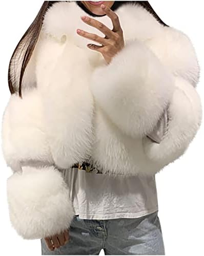 Зимски палто за жени исечена faux крзно јакна Зимско топло плус големина кадифна кардиганска шал јакна за надворешна облека од надмоќ