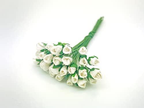 100 мали. Пупки од роза од бела боја црница занаетчиски занаетчиски рачно изработена големина на свадба 0,17 роза хартија за хартија за толку