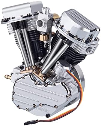 TOYGA Model Engine Kits, CISON FG-VT9 9cc V-Type 2 Cylinder 4 Stroke Air-Cooling Gasoline Engine Motorcycle Engine Internal Combustion
