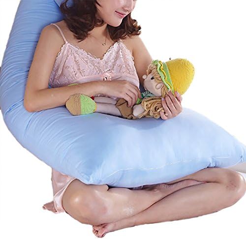 Nunubee cotone цврста боја перници во форма на бременост во форма на бременост, целосна перница за породилно тело за странично спиење