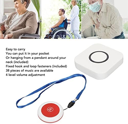 Caregiver Pager, 433MHz 100240V SOS Alert Button Button Murse Call System Лесно спарување за пациенти со посебни потреби за ресторан до клуб до болница до дома