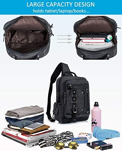 Торба за гласник за мажи платно, прашка торба со ранец лаптоп лаптоп торба за пешачење дневни пакувања, случајно тактичко училиште за патувања