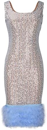 Sequin Puffy Prom фустани за жени 2023 летен ракав без ракави гостински фустан Миди Бодикон Вечер забавен фустан