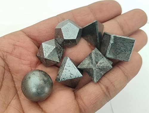 Sharvgun сет од 7 парчиња Reiki Chakra Crystal Sacred Lapis lazuli Geometry Set Платонски цврсти материи за балансирање на скапоцени камења