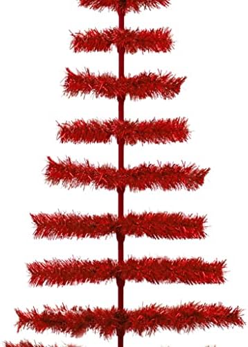 5 -тина црвена ливче новогодишна елка Зелена метална база вештачки штанд за четки, вклучен, висок 60in.