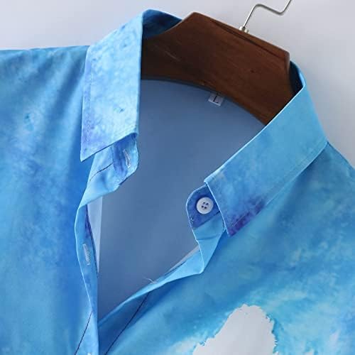 Машки кошули за хипстер во 2021 година, кои се спротивставуваат на копчето за печатење на мускулите, надолу со кошула, модна лежерна блуза со