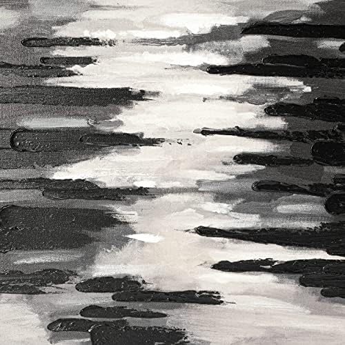 Artbyhannah 2 Pack 20x28 инчи црно-бело рачно насликано 3D текстуриран океан вертикално апстрактно масло слики wallидна уметност