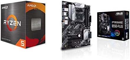 AMD Ryzen 5 5600X 6-јадрен, 12-нишки Отклучен десктоп процесор и Asus Prime B550-Plus AMD AM4 ZEN 3 RYZEN 5000 & 3RD GEN RYZEN ATX